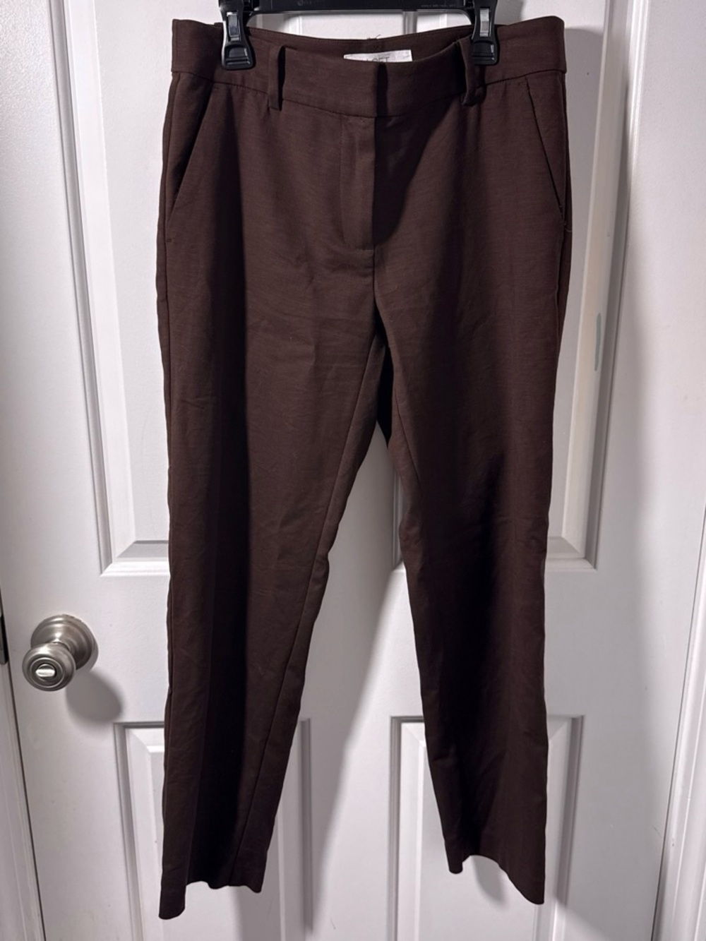 LOFT Womens Rivera Slim Dark Brown Dress Pants